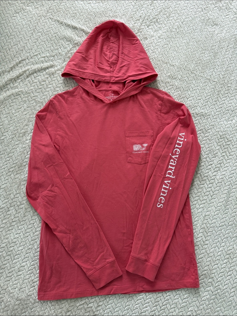 Vineyard Vines Men's Long-Sleeve Hooded Pocket Tee - Coral Red